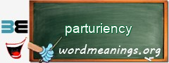 WordMeaning blackboard for parturiency